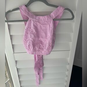 Sky to Moon Pink Eyelet Halter Crop Top